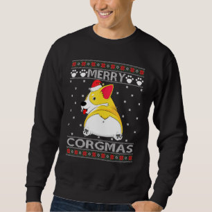 Merry Corgmas Corgi Dog Santa Ugly Christmas Sweat Sweatshirt
