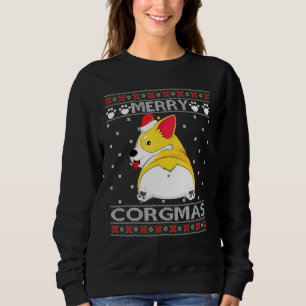 Merry Corgmas Corgi Dog Santa Ugly Christmas Sweat Sweatshirt