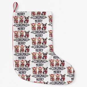 Merry Corgmas Santa Hat Christmas Corgi Dog Mom Small Christmas Stocking