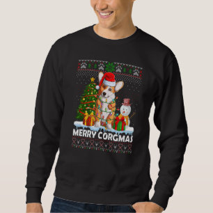 Merry Corgmas Santa Light Corgi Dog Ugly Christmas Sweatshirt