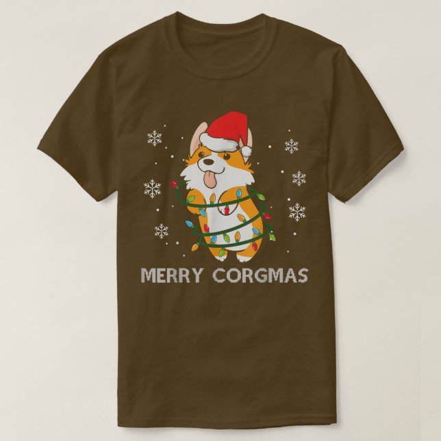 Merry Corgmas Xmas Pajamas Corgi Christmas Nerdy D T-Shirt (Design Front)