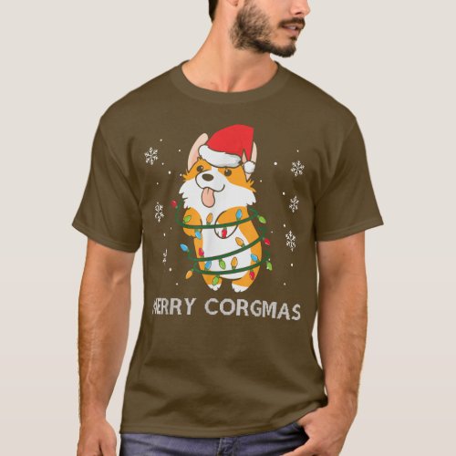 Merry Corgmas Xmas Pajamas Corgi Christmas Nerdy D T_Shirt