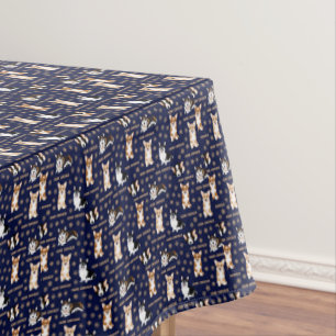 Merry Corgmess Text - Christmas Corgi blue pattern Tablecloth