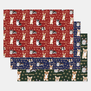 Merry Corgmess Text - Christmas Corgi patterns Wrapping Paper Sheets