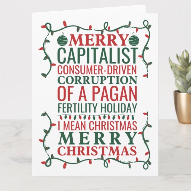 Merry Corruption Of  A Pagan Holiday, Santa Gift T Card (Small Plant)