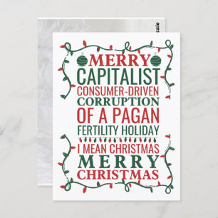 Merry Corruption Of A Pagan Holiday, Santa Gift T Postcard