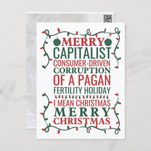 Merry Corruption Of  A Pagan Holiday Santa Gift T Postcard