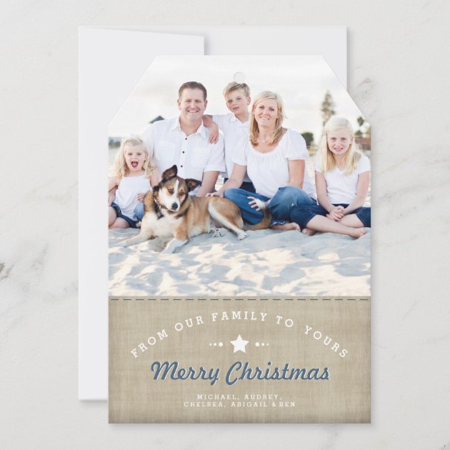 Merry Country Christmas Rustic Burlap Photo Card