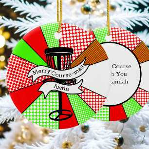 Merry Course-mas Disc Golf Pun Personalized  Ceramic Ornament