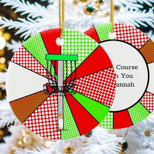 Merry Course_mas Disk Golf Pun Personalized  Ceramic Ornament