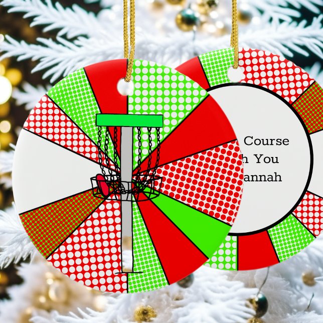 Merry Course-mas Disk Golf Pun Personalized  Ceramic Ornament (Creator Uploaded)