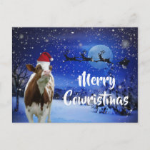 Merry Cowristmas Santa Cow Holiday Postcard