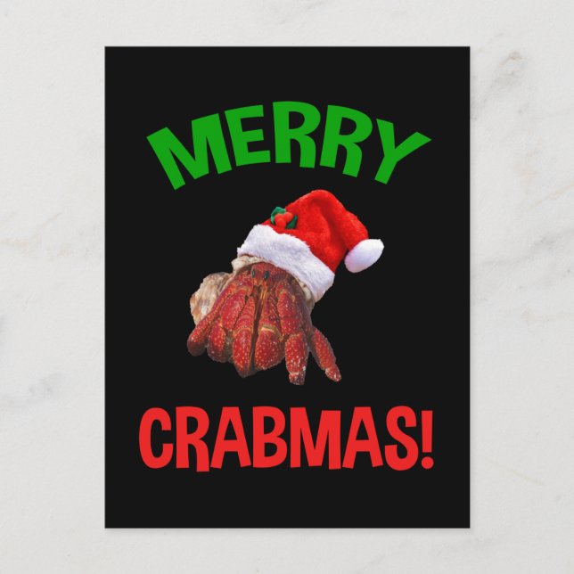 Merry Crabmas! Funny Christmas Hermit Crab Lover Postcard (Front)