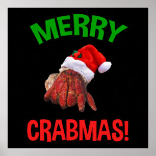 Merry Crabmas! Funny Christmas Hermit Crab Lover Poster