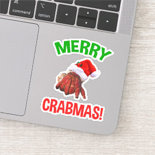 Merry Crabmas! Funny Christmas Hermit Crab Lover Sticker