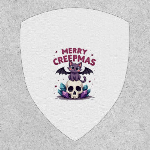 Merry Creepmas Cat Pastel Goth Christmas Skull T-S Patch