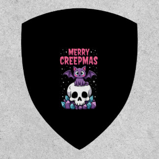 Merry Creepmas Cat Pastel Goth Christmas Skull T-S Patch