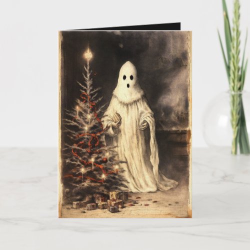 Merry Creepmas Spooky Ghost Gothic Vintage Card