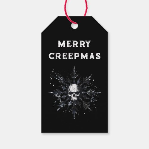 Merry Creepmas Spooky Gothic Snowflake Gift Tags