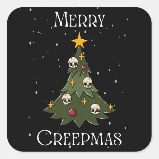 Merry Creepmas Tree Square Sticker 