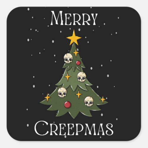 Merry Creepmas Tree Square Sticker 