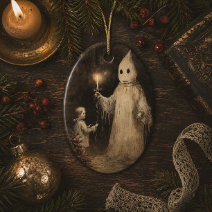 Merry Creepmas Vintage Ghost Gothic Christmas Ceramic Ornament