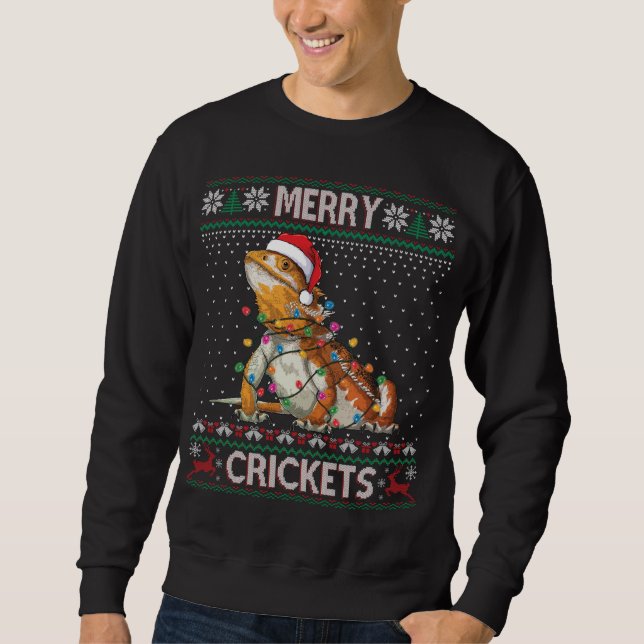 Merry Crickets Bearded Dragon Ugly Sweater Christm (Front)