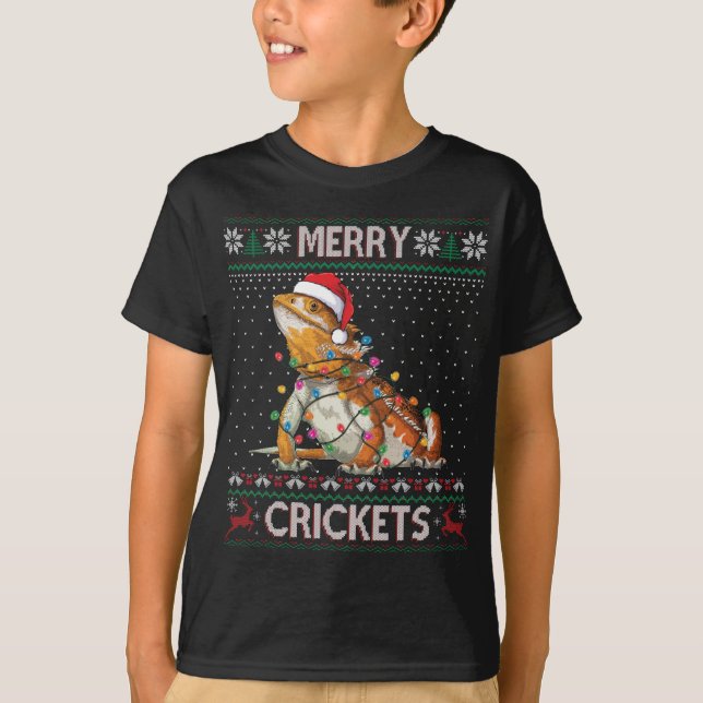 Merry Crickets Bearded Dragon Ugly Sweater Christm (Front)