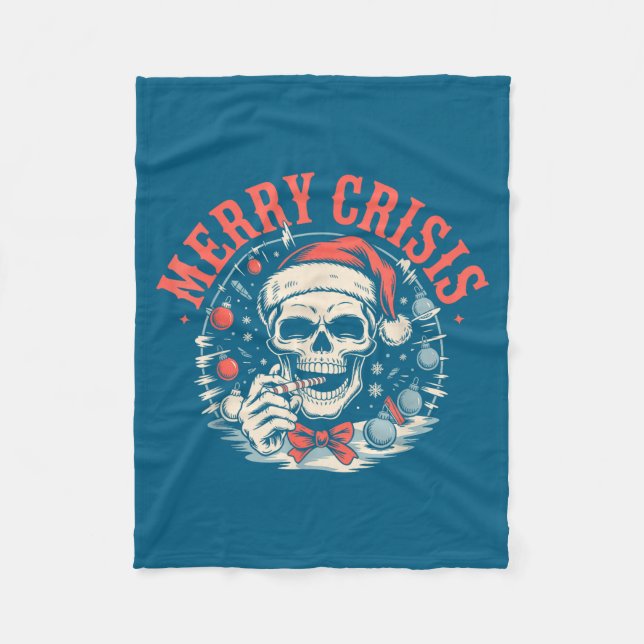 Merry Crisis Dark Humor Sarcastic Christmas Goth P Fleece Blanket (Front)
