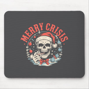 Merry Crisis Dark Humor Sarcastic Christmas Goth P Mouse Pad