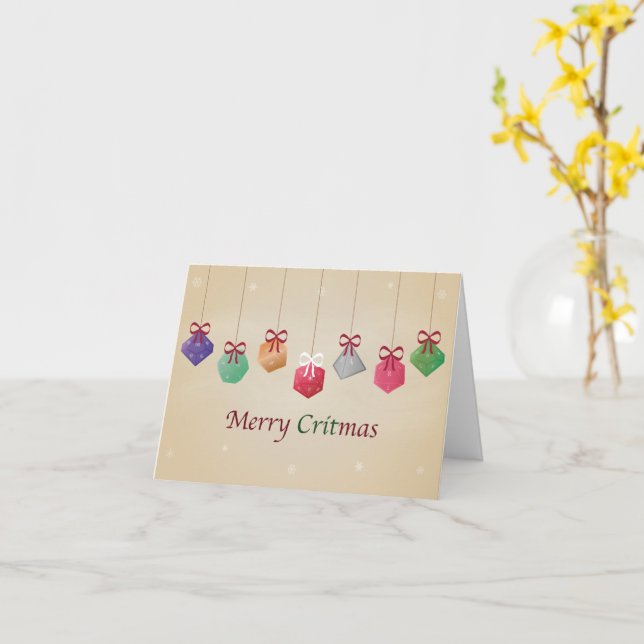 Merry "Crit"mas Dice Set Christmas Card (Yellow Flower)