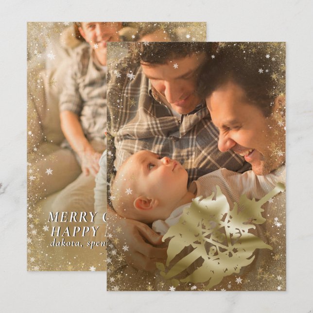 Merry Critmas | Gold Fantasy Tabletop PnP 2-Photo Holiday Card (Front/Back)