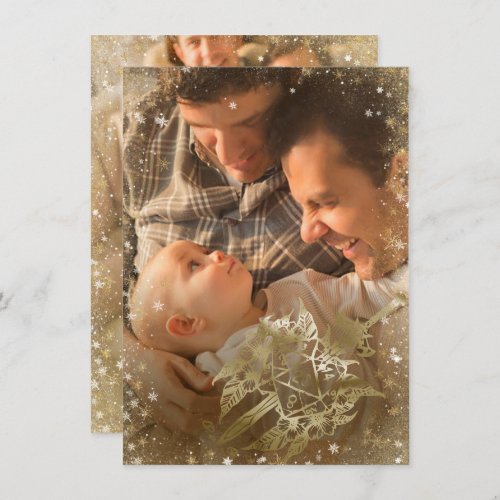 Merry Critmas  Shiny Gold Faux Foil 2 Photo Holiday Card