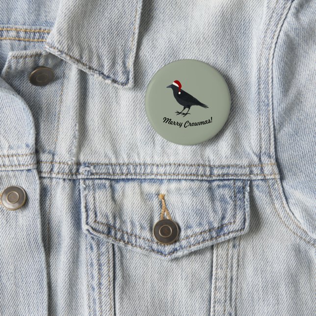 Merry Crowmas Christmas Crow Button (In Situ)