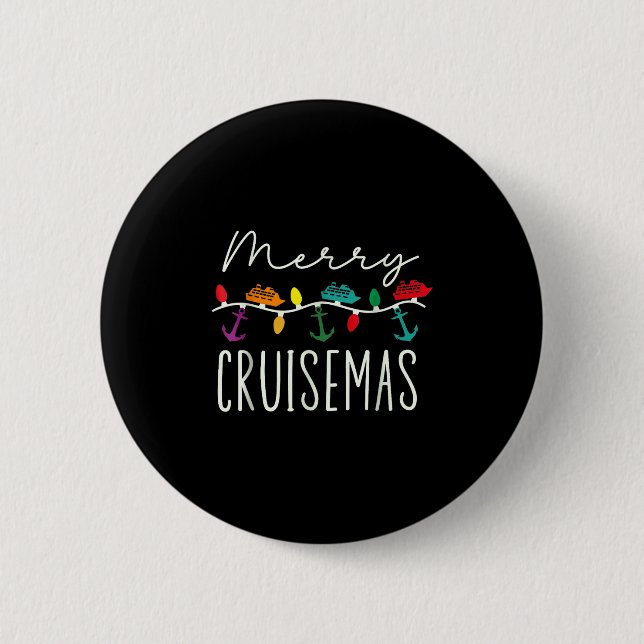 Merry Cruise-mas Cruise Christmas Xmas Pajamas Hol Button (Front)