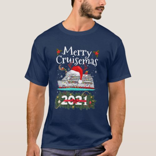 Merry Cruisemas 2021 Funny Christmas Santa Boat Sa T_Shirt