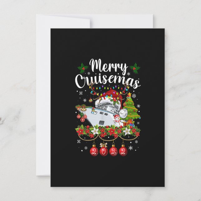 Merry Cruisemas 2022 Cruise Santa Hat Reindeer Xma Invitation (Front)