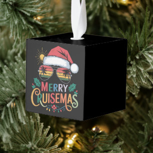 Merry Cruisemas 2024 Christmas Santa Reindeer Cube Ornament