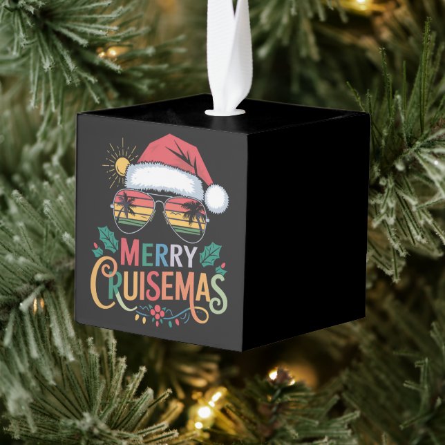 Merry Cruisemas 2024 Christmas Santa Reindeer  Cube Ornament (Tree)