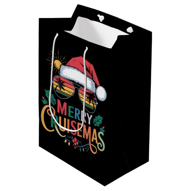 Merry Cruisemas 2024 Christmas Santa Reindeer  Medium Gift Bag (Front Angled)