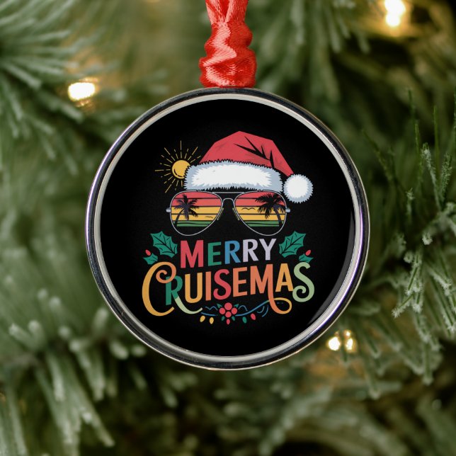 Merry Cruisemas 2024 Christmas Santa Reindeer  Metal Ornament (Tree)