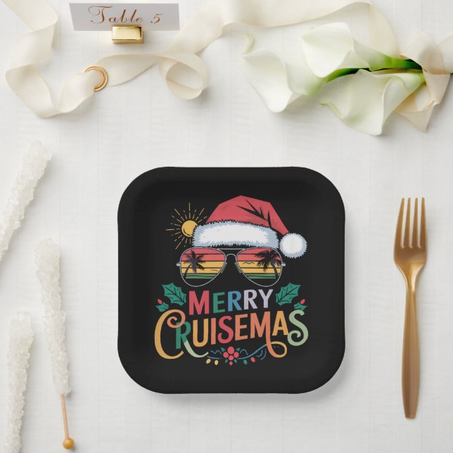 Merry Cruisemas 2024 Christmas Santa Reindeer  Paper Plates (Wedding)