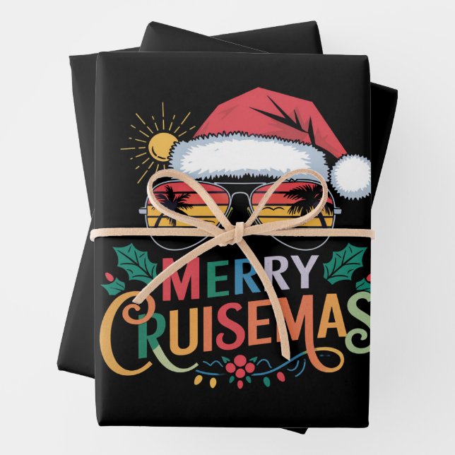 Merry Cruisemas 2024 Christmas Santa Reindeer  Wrapping Paper Sheets (In situ)