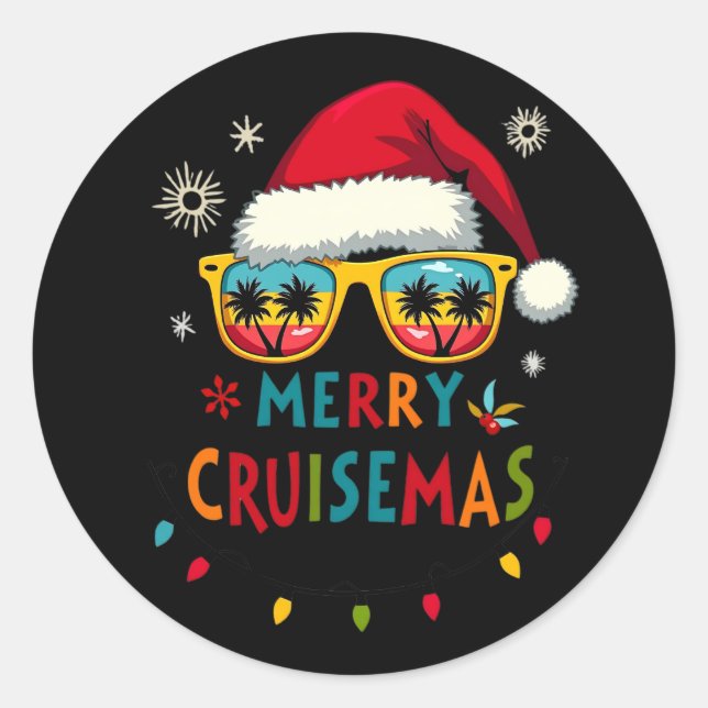 Merry Cruisemas 2025 Christmas Santa Reindeer Classic Round Sticker (Front)