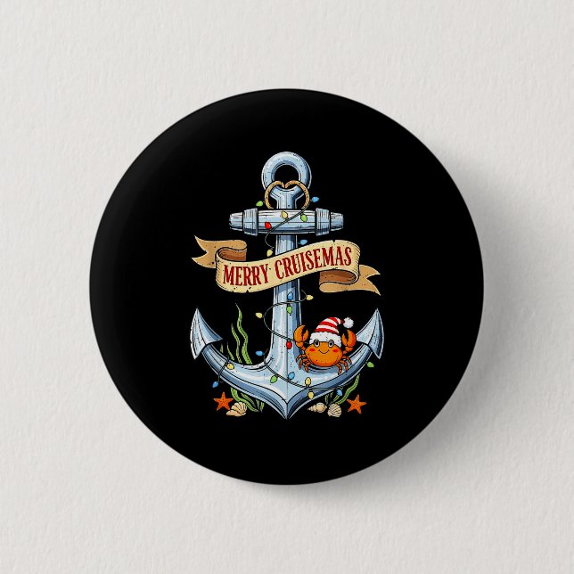 Merry Cruisemas 2025 Nautical Cruise Christmas Fam Button (Front)