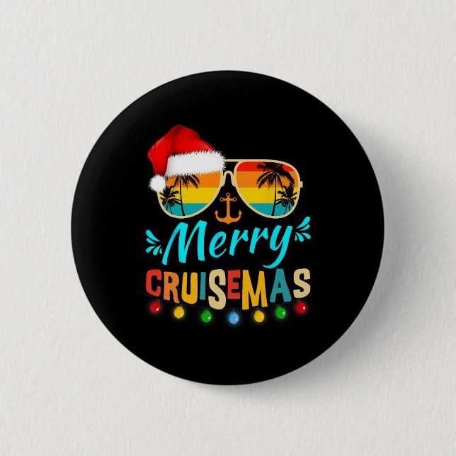 Merry Cruisemas Christmas Santa Reindeer Cruise  Button (Front)