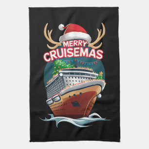 Merry Cruisemas Cruise Ship Family Christmas Funny Kitchen Towel
