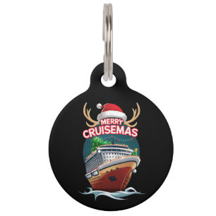 Merry Cruisemas Cruise Ship Family Christmas Funny Pet ID Tag