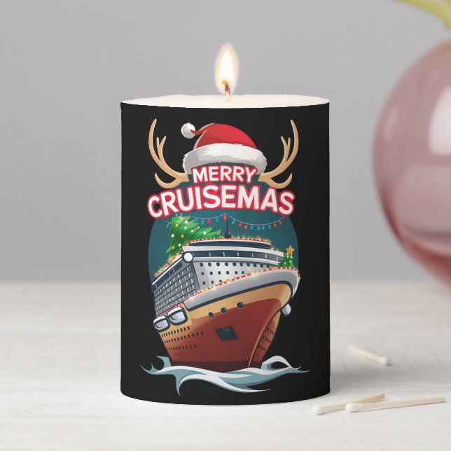 Merry Cruisemas Cruise Ship Family Christmas Funny Pillar Candle (In Situ)