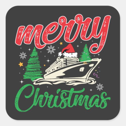 Merry Cruisemas Family Christmas Cruise Crew Square Sticker